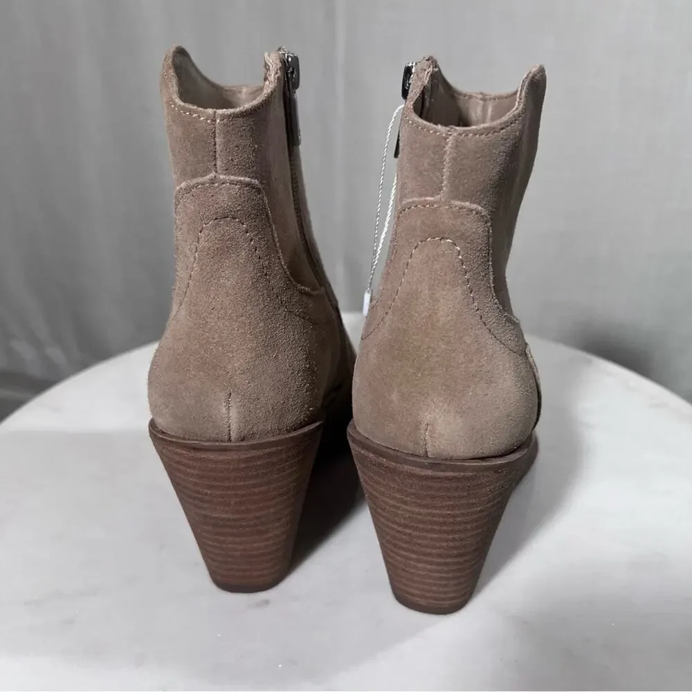 Lucky Brand NEW Waltz Suede Wedge Tan Taupe Ankle Bootie Boots Size 7.5